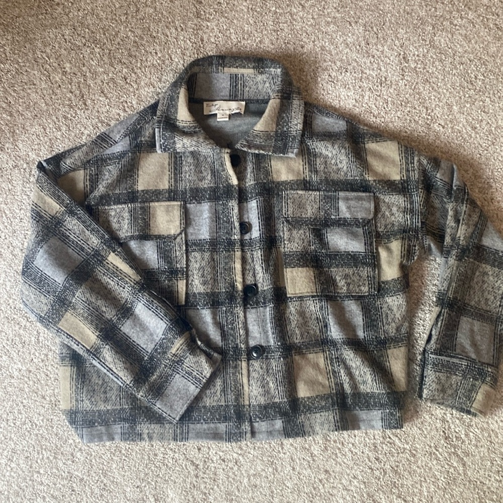 Vintage Havana plaid jacket with beaded star on back